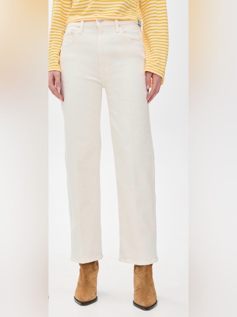 MOTHER The Rambler Zip Ankle Jeans in White Size 26